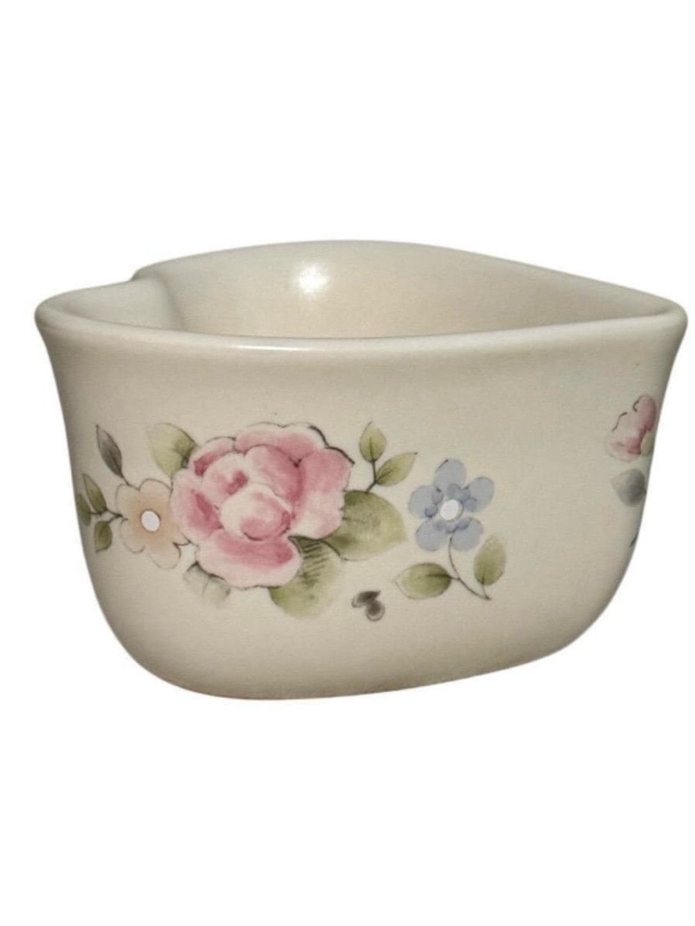 Vintage Pfaltzgraff Heart Shaped Floral Ceramic Dish Jewlery Candle Made in USA